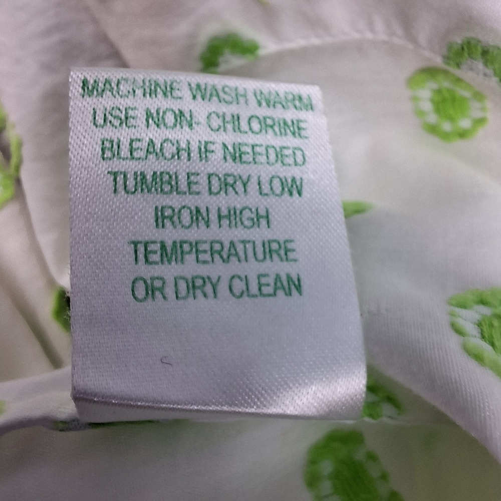 Lilly Pulitzer Shirt Womens 2 White Green Embroidered Pom Pom Trim Preppy Top - Picture 5 of 8